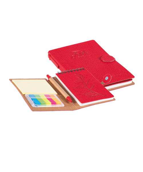 Libreta con notas adhesivas, lapicero y block agenda